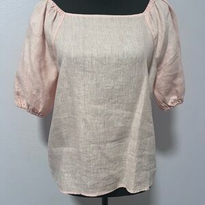 Saks‎ Fifth linen Avenue Pink Puff Sleeve Blouse small
